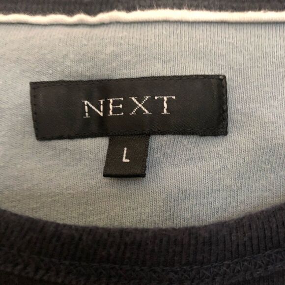 Next  Long Sleeved Sporty Shirt Patches Seventeen Dark Blue Mens Large - Picture 5 of 5